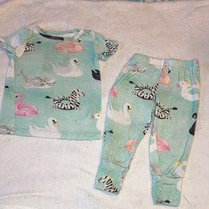 Posh Peanut “Lenny” SS 2 piece pants pajamas 6-12 months GUC